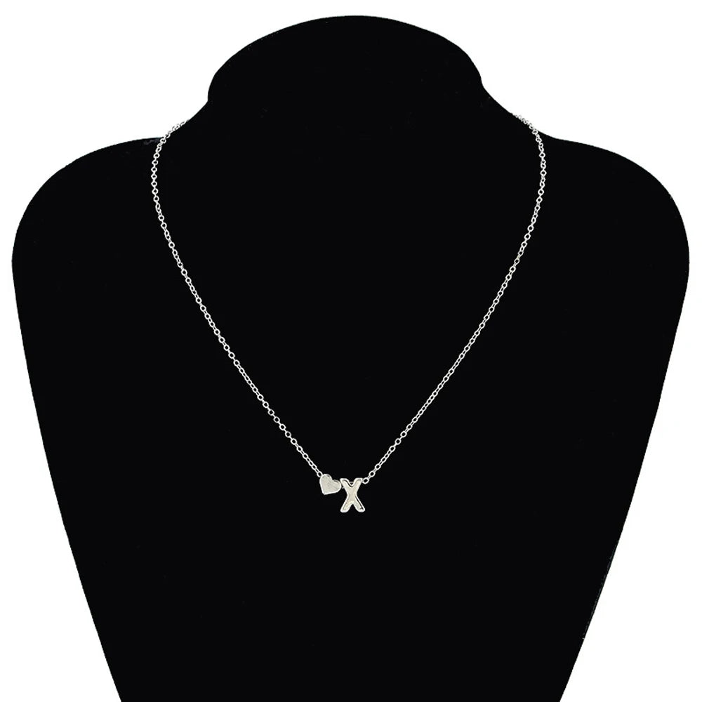 SUMENG Fashion Tiny Heart Dainty Initial Necklace Gold Silver Color Letter Name Choker For Women