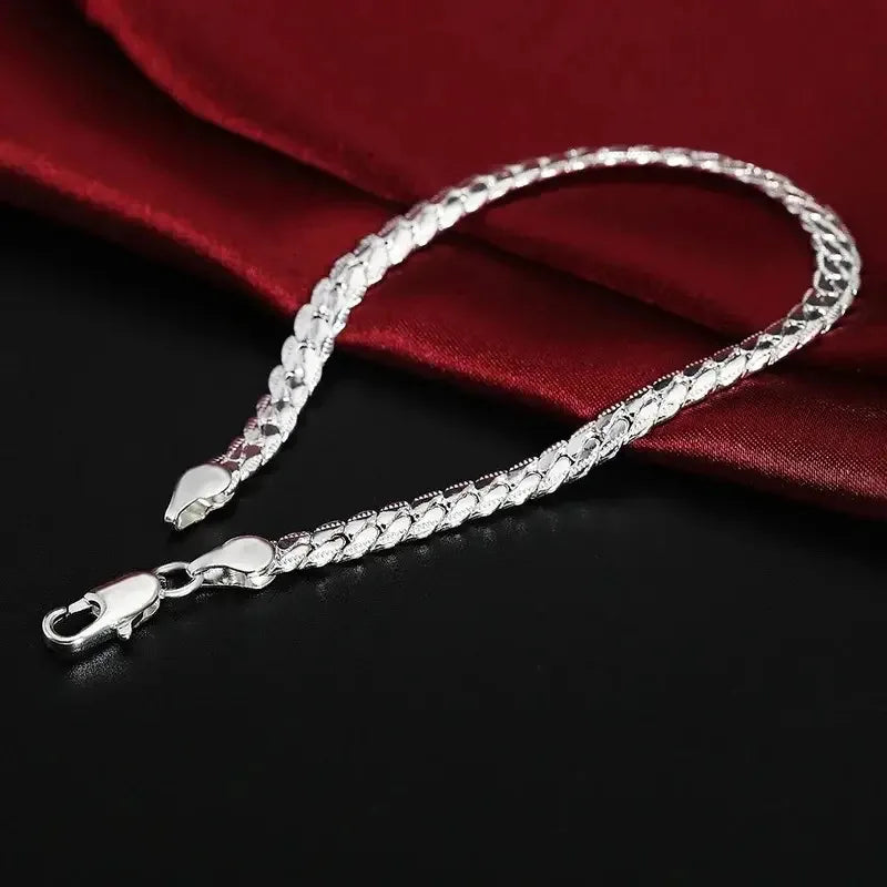 5MM Full Sideways Silver Plated Chain For Women 18-24 Inches Link Chain