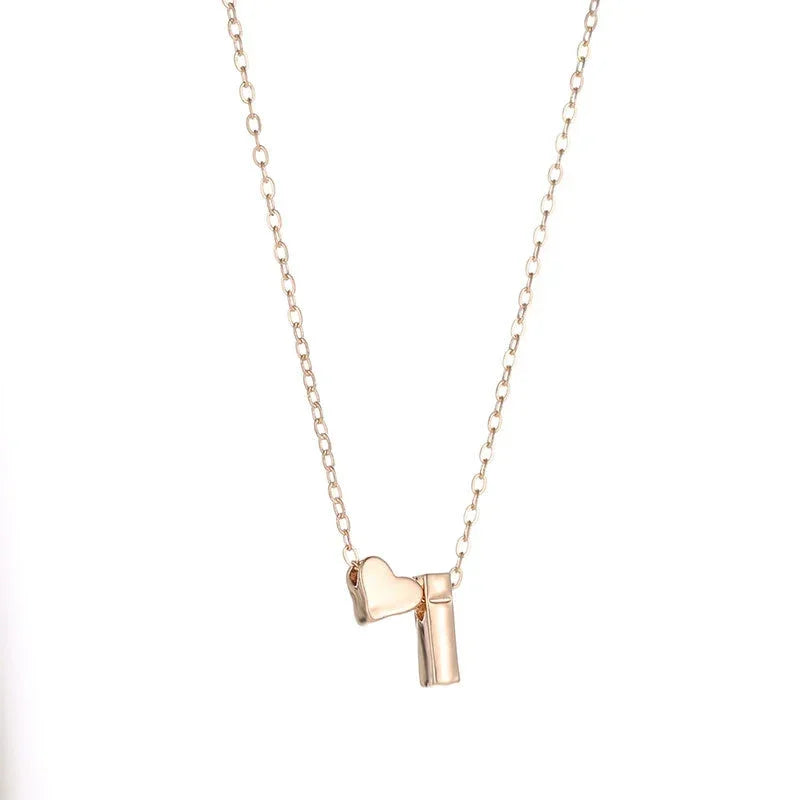 SUMENG Fashion Tiny Heart Dainty Initial Necklace Gold Silver Color Letter Name Choker For Women