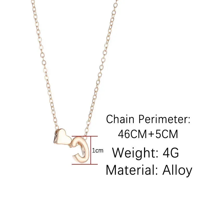 SUMENG Fashion Tiny Heart Dainty Initial Necklace Gold Silver Color Letter Name Choker For Women