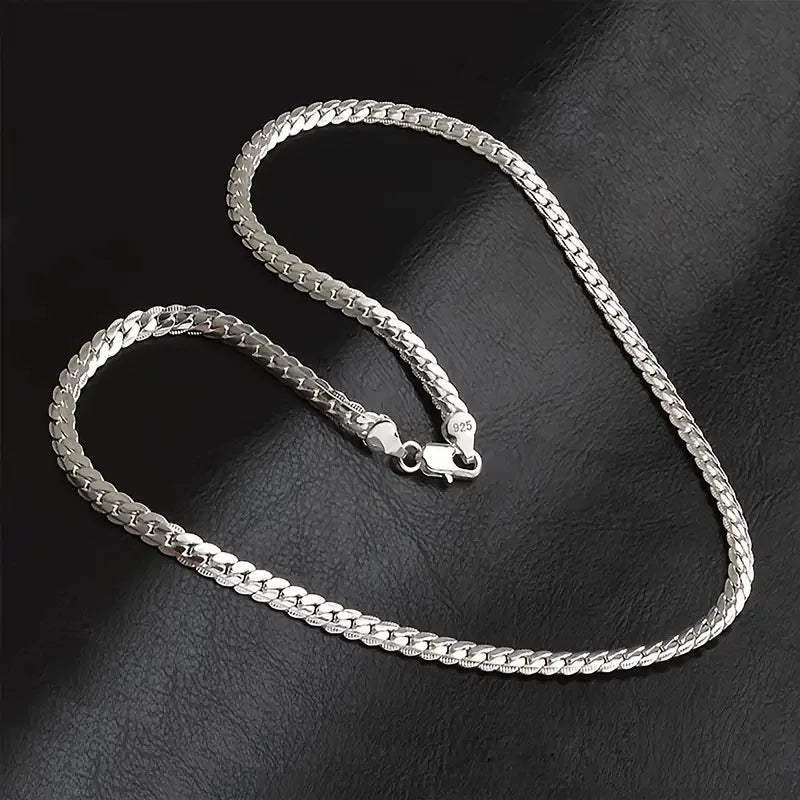 5MM Full Sideways Silver Plated Chain For Women 18-24 Inches Link Chain