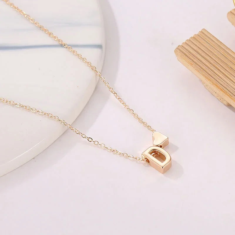 SUMENG Fashion Tiny Heart Dainty Initial Necklace Gold Silver Color Letter Name Choker For Women